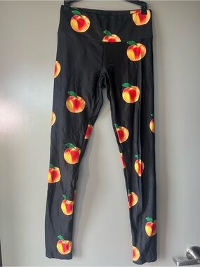 Goldsheep Black Leggings with Peach Print